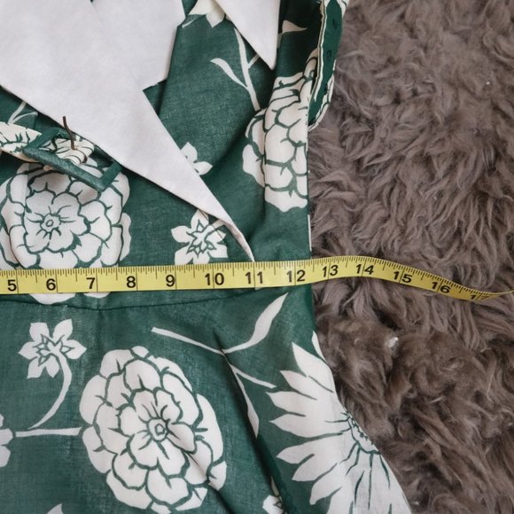 Vintage Jan Sue Of California Green Floral 1950s Collared Dress - Picture 9 of 10